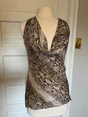 Parker 100% Silk Snake Print Racer Back Tank
